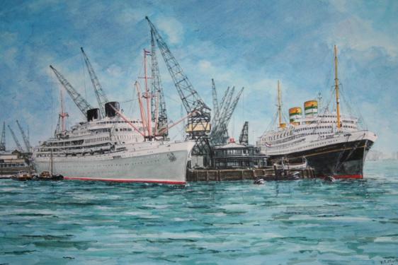 m.s. Willem Ruys & s.s. Nieuw Amsterdam (close up)